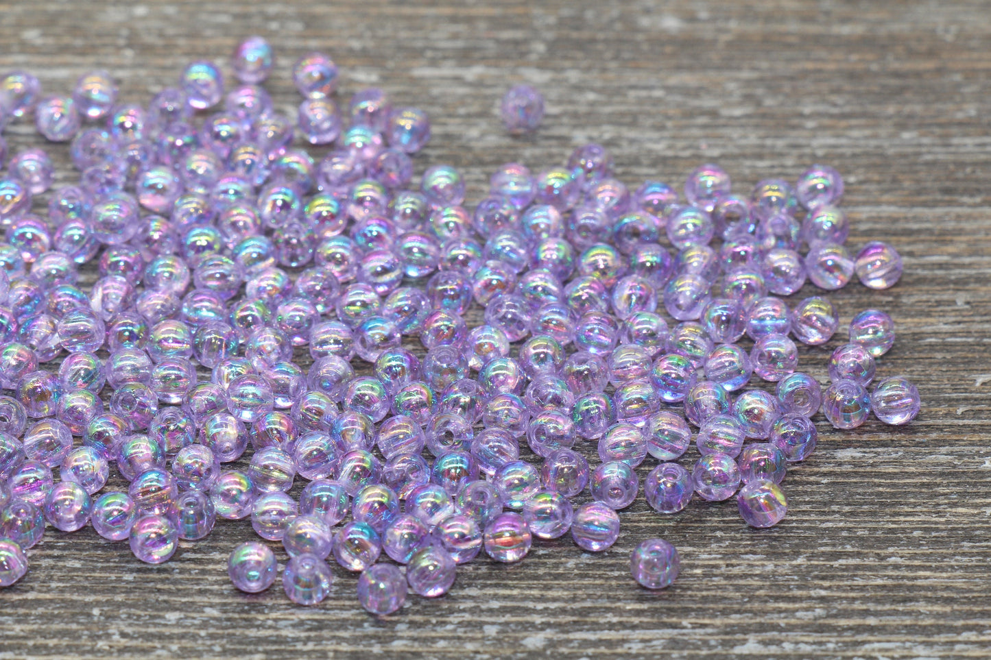 4mm Light Purple AB Round Beads, Iridescent Acrylic Gumball Beads, Transparent Round Spacer Beads, Bubblegum Beads, Plastic Round Bead #906