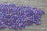 4mm Purple AB Round Beads, Iridescent Acrylic Gumball Beads, Transparent Round Spacer Beads, Bubblegum Beads, Plastic Round Bead #907