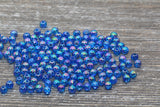 4mm Royal Blue AB Round Beads, Iridescent Acrylic Gumball Beads, Transparent Round Spacer Beads, Bubblegum Beads, Plastic Round Bead #909