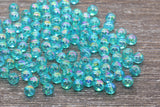 6mm Sea Green AB Round Beads, Iridescent Acrylic Gumball Beads, Transparent Round Spacer Beads, Bubblegum Beads, Plastic Round Bead #914