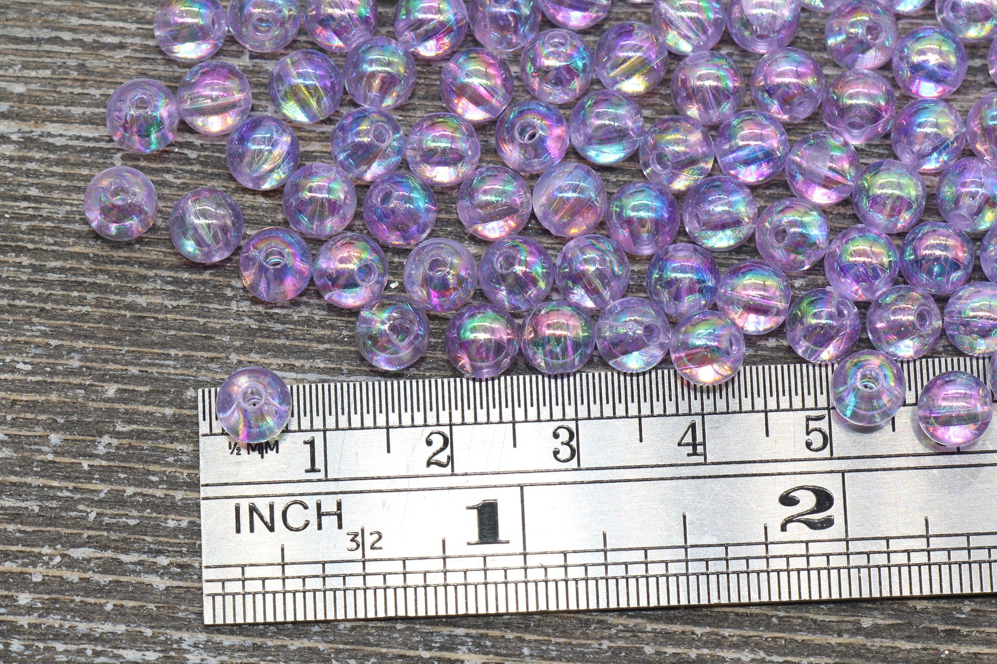 6mm Light Purple AB Round Beads, Iridescent Acrylic Gumball Beads, Transparent Round Spacer Beads, Bubblegum Beads, Plastic Round Bead #918