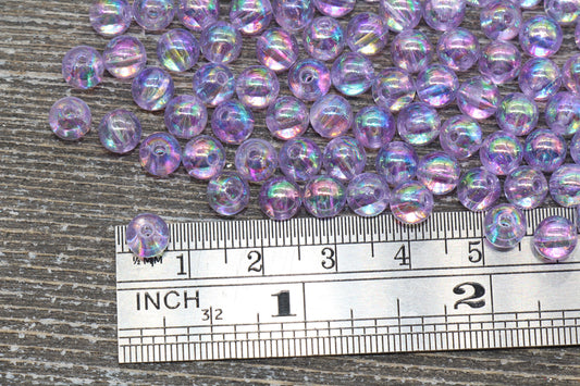 6mm Light Purple AB Round Beads, Iridescent Acrylic Gumball Beads, Transparent Round Spacer Beads, Bubblegum Beads, Plastic Round Bead #918