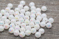 8mm White AB Acrylic Gumball Beads