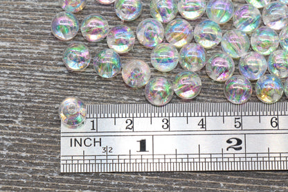 8mm Clear AB Round Beads, Iridescent Acrylic Gumball Beads, Transparent Round Spacer Beads, Bubblegum Beads, Plastic Round Bead #926