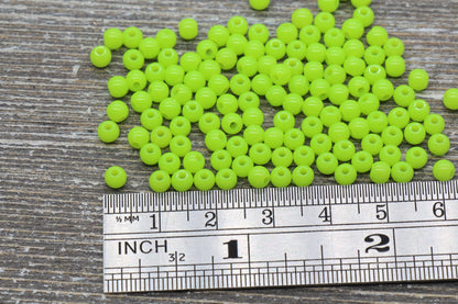 4mm Apple Green Round Beads, Acrylic Gumball Beads, Round Spacer Beads, Bubblegum Beads, Plastic Round Smooth Bead #988