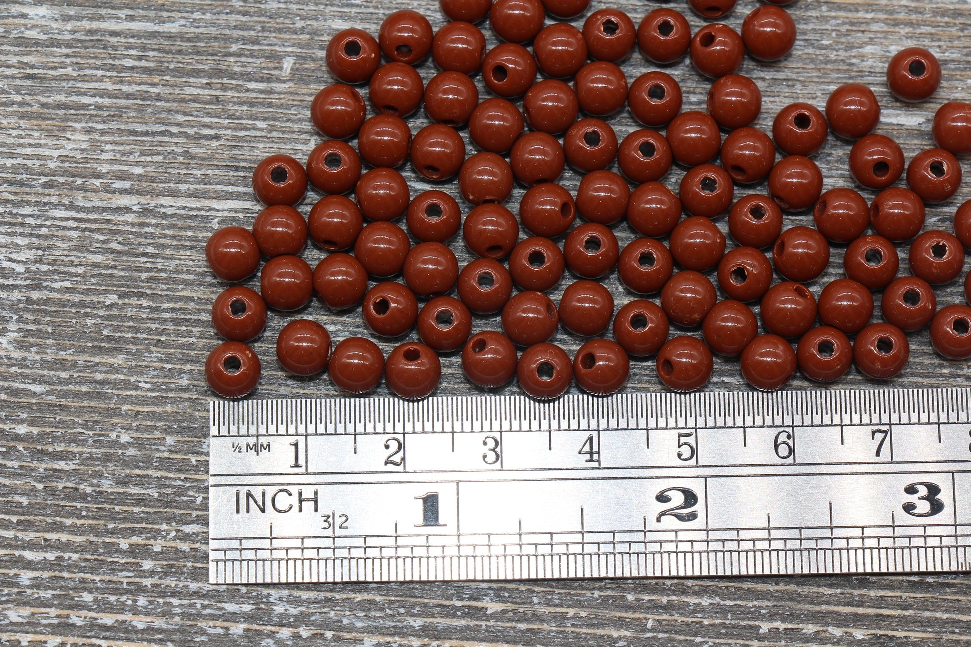 6mm Brown Gumball Beads, Round Acrylic Loose Beads, Chunky Beads, Bubblegum Beads, Smooth Plastic Beads #1001