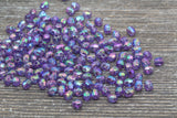 4mm Purple AB Faceted Beads, Iridescent Acrylic Gumball Beads, Purple Faceted Spacer Beads, Bubblegum Beads, Plastic Rainbow Bead #955
