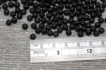 5mm Black Gumball Beads, Black Round Acrylic Loose Beads, Plastic Round Bubblegum Beads, Smooth Round Beads #986