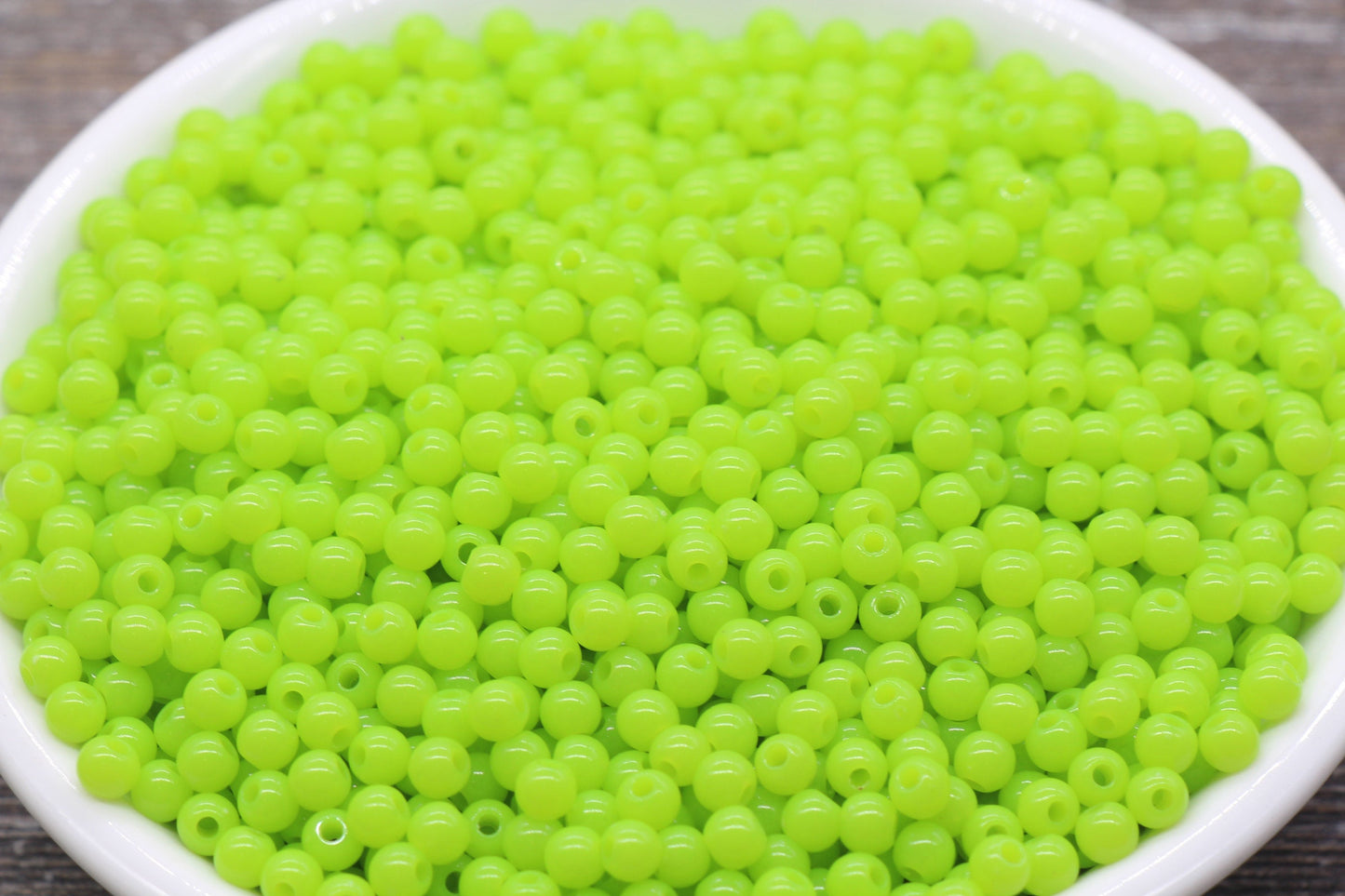 4mm Apple Green Round Beads, Acrylic Gumball Beads, Round Spacer Beads, Bubblegum Beads, Plastic Round Smooth Bead #988