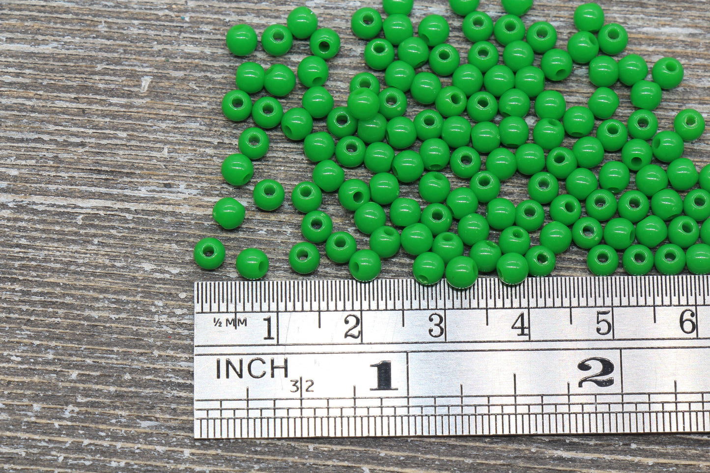 4mm Green Round Beads, Acrylic Gumball Beads, Round Spacer Beads, Bubblegum Beads, Plastic Round Smooth Bead #992