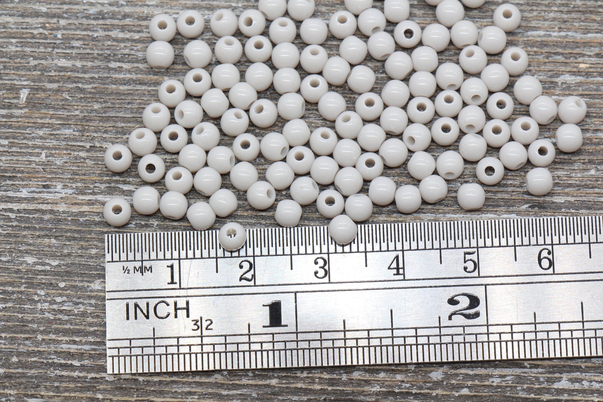 4mm Light Gray Round Beads, Acrylic Gumball Beads, Round Spacer Beads, Bubblegum Beads, Plastic Round Smooth Bead #993