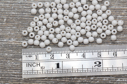 4mm Light Gray Round Beads, Acrylic Gumball Beads, Round Spacer Beads, Bubblegum Beads, Plastic Round Smooth Bead #993