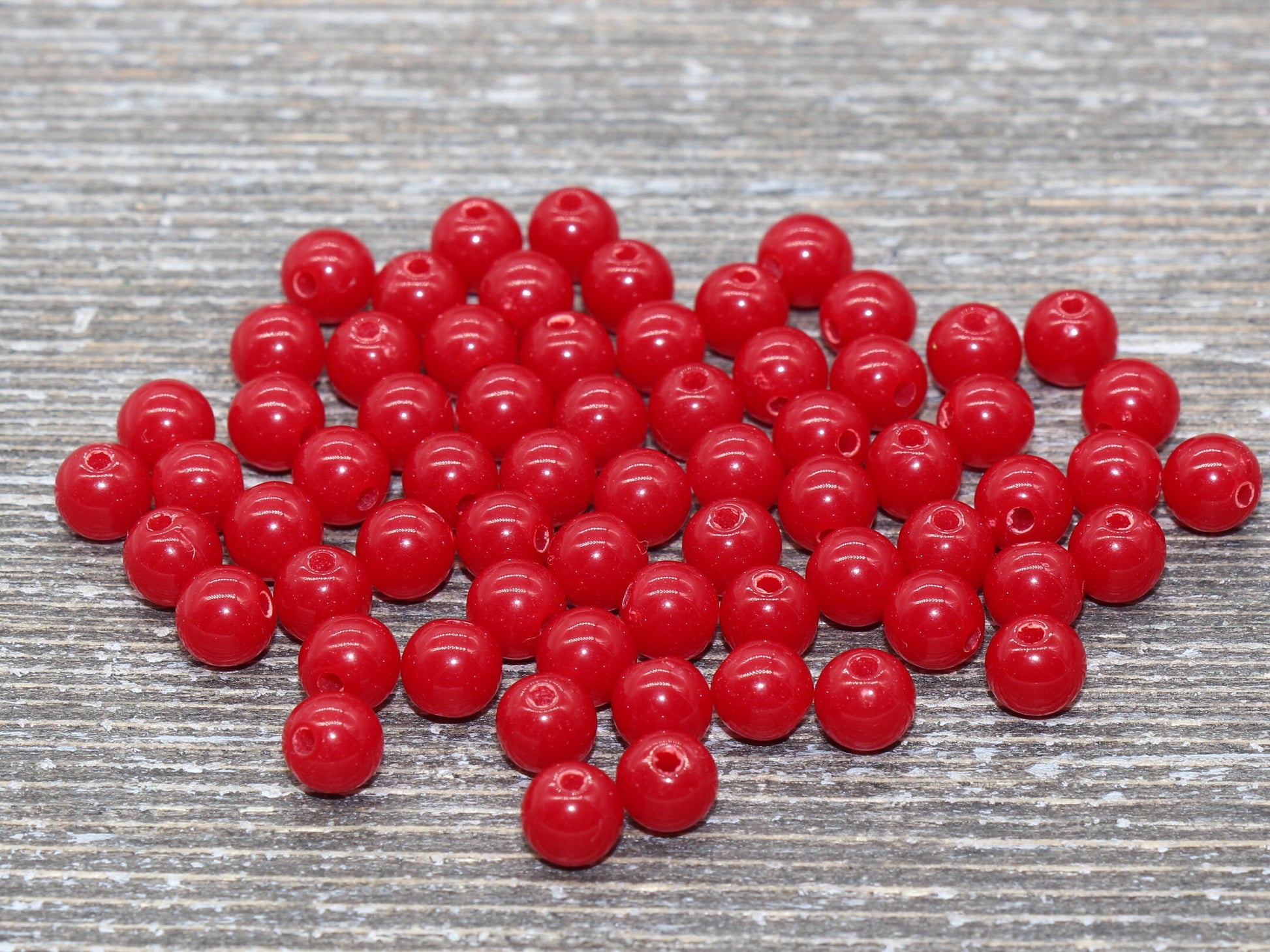 6mm Garnet Red Gumball Beads, Round Acrylic Red Loose Beads, Bubblegum Beads, Chunky Beads, Smooth Plastic Round Beads #997