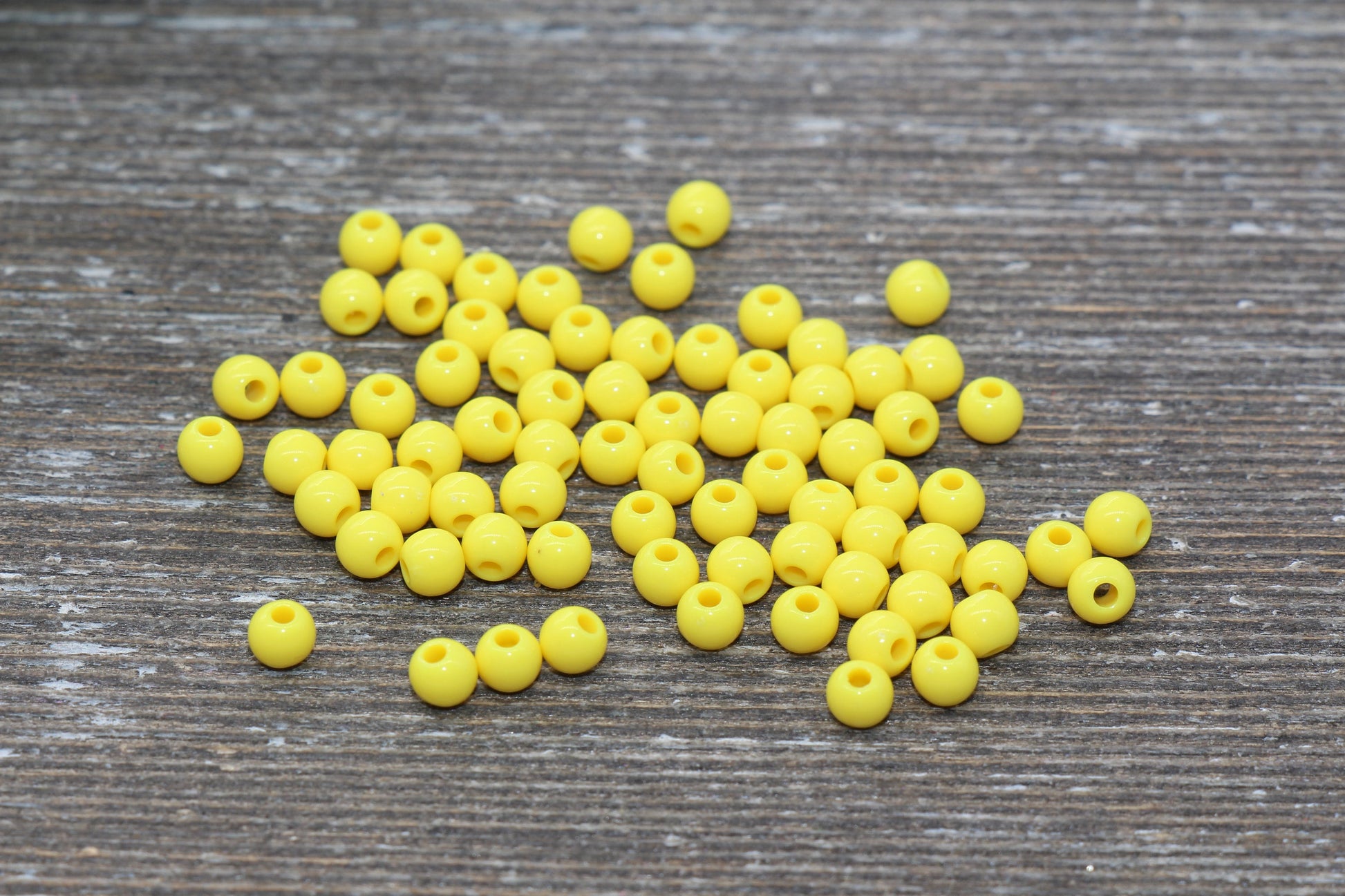 4mm Yellow Round Beads, Acrylic Gumball Beads, Round Spacer Beads, Bubblegum Beads, Plastic Round Smooth Bead #239