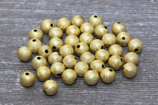 8mm Stardust Beads, Wrinkle Gumball Beads, Gold Round Acrylic Loose Beads, Bubblegum Beads, Chunky Beads, Bubble Gum Beads, #894