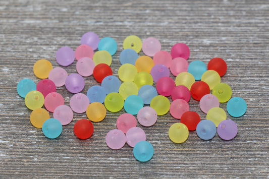 6mm Matte Multicolored Gumball Beads, Round Acrylic Loose Beads, Frosted Bubblegum Beads, Chunky Beads, Round Plastic Beads #739