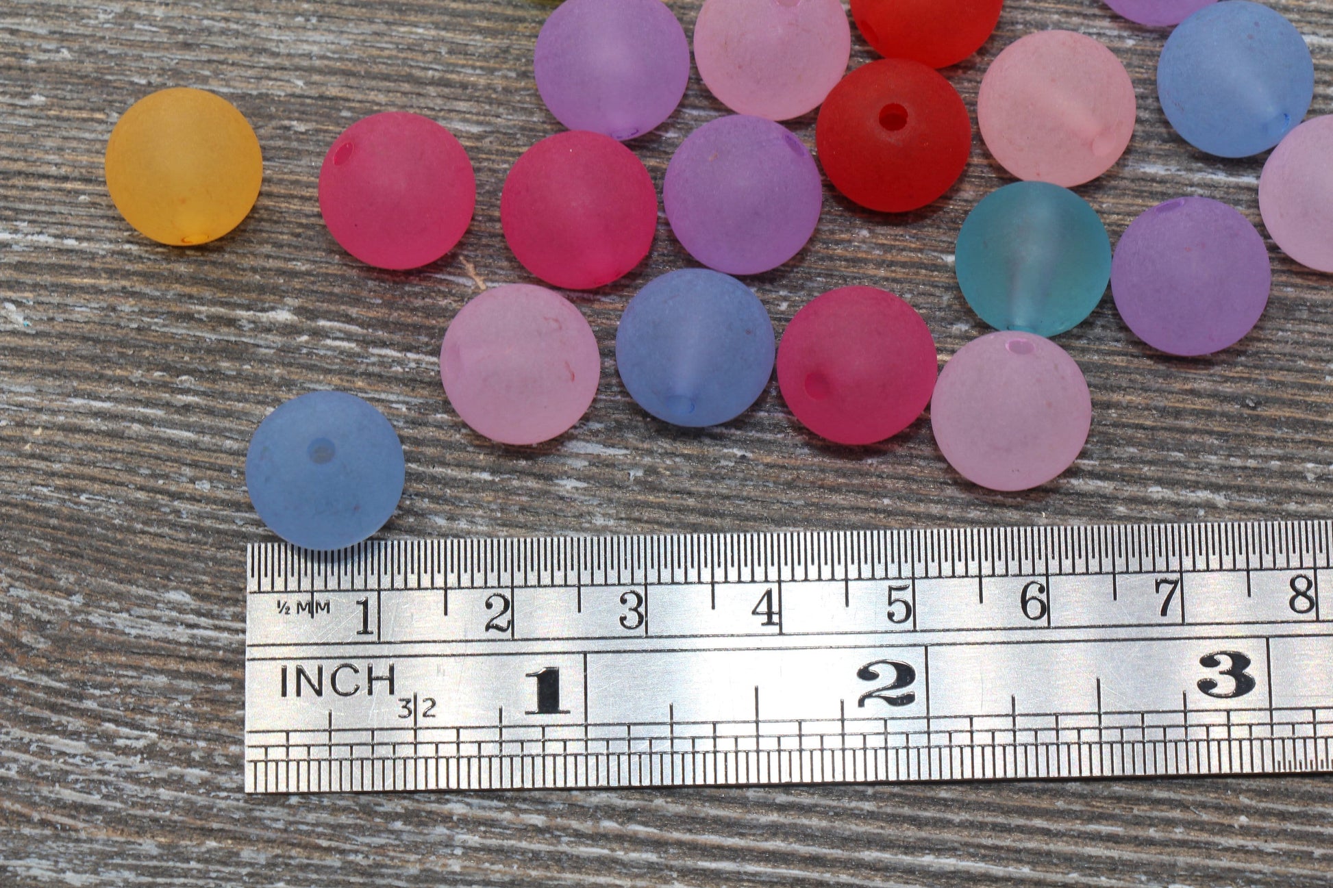 12mm Matte Multicolored Gumball Beads, Round Acrylic Loose Beads, Solid Bubblegum Beads, Chunky Beads, Round Plastic Beads #742