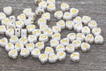 7mm Gold Acrylic Heart Letter Beads
