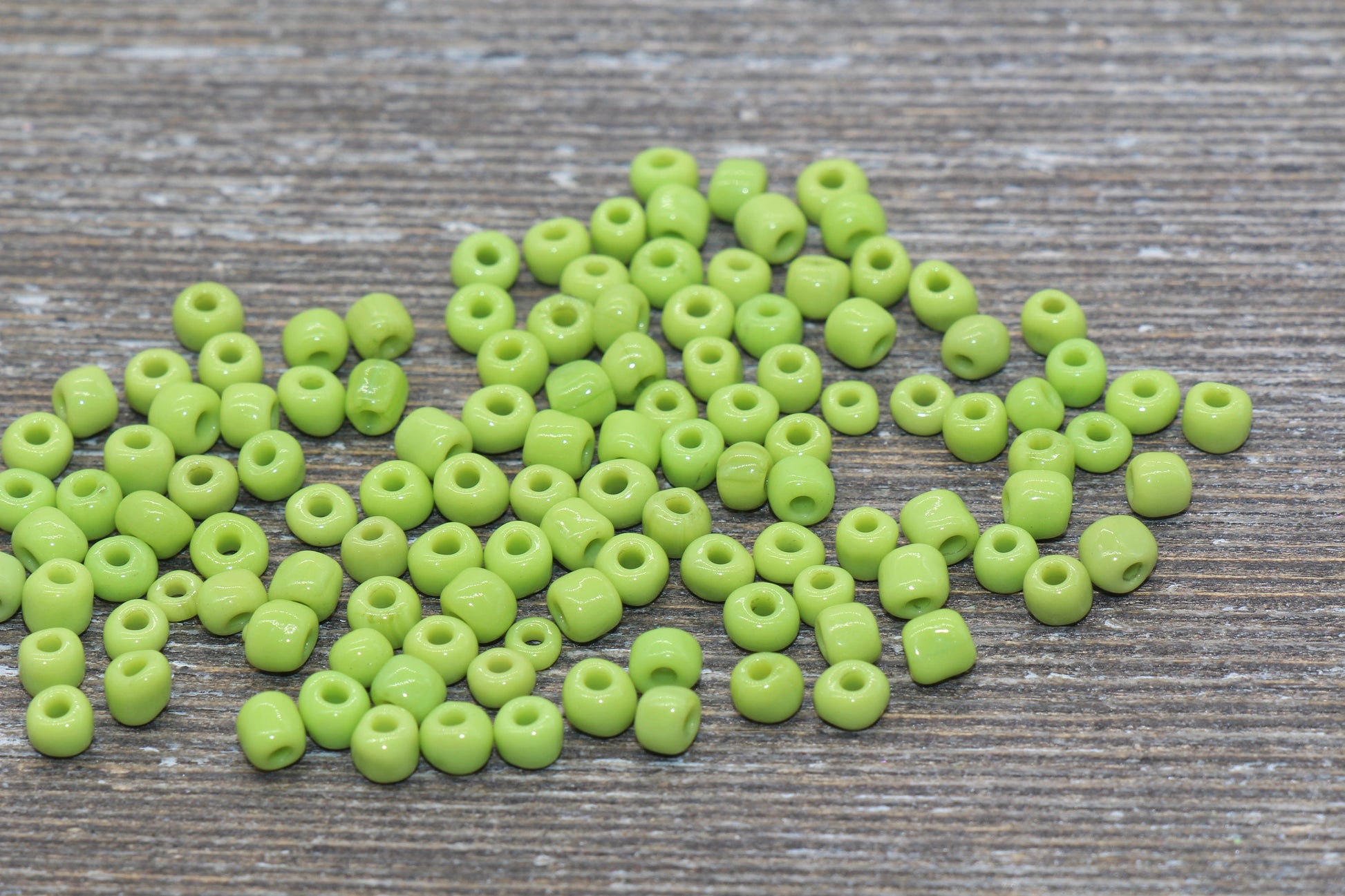 Glass Seed Beads, 4mm 6/0 Glass Round Seed Beads, Light Green Opaque Seed Beads, Rocailles Beads, Beading Supplies #1013