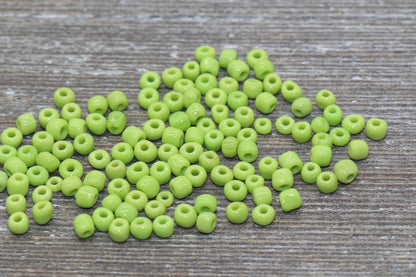 Glass Seed Beads, 4mm 6/0 Glass Round Seed Beads, Light Green Opaque Seed Beads, Rocailles Beads, Beading Supplies #1013