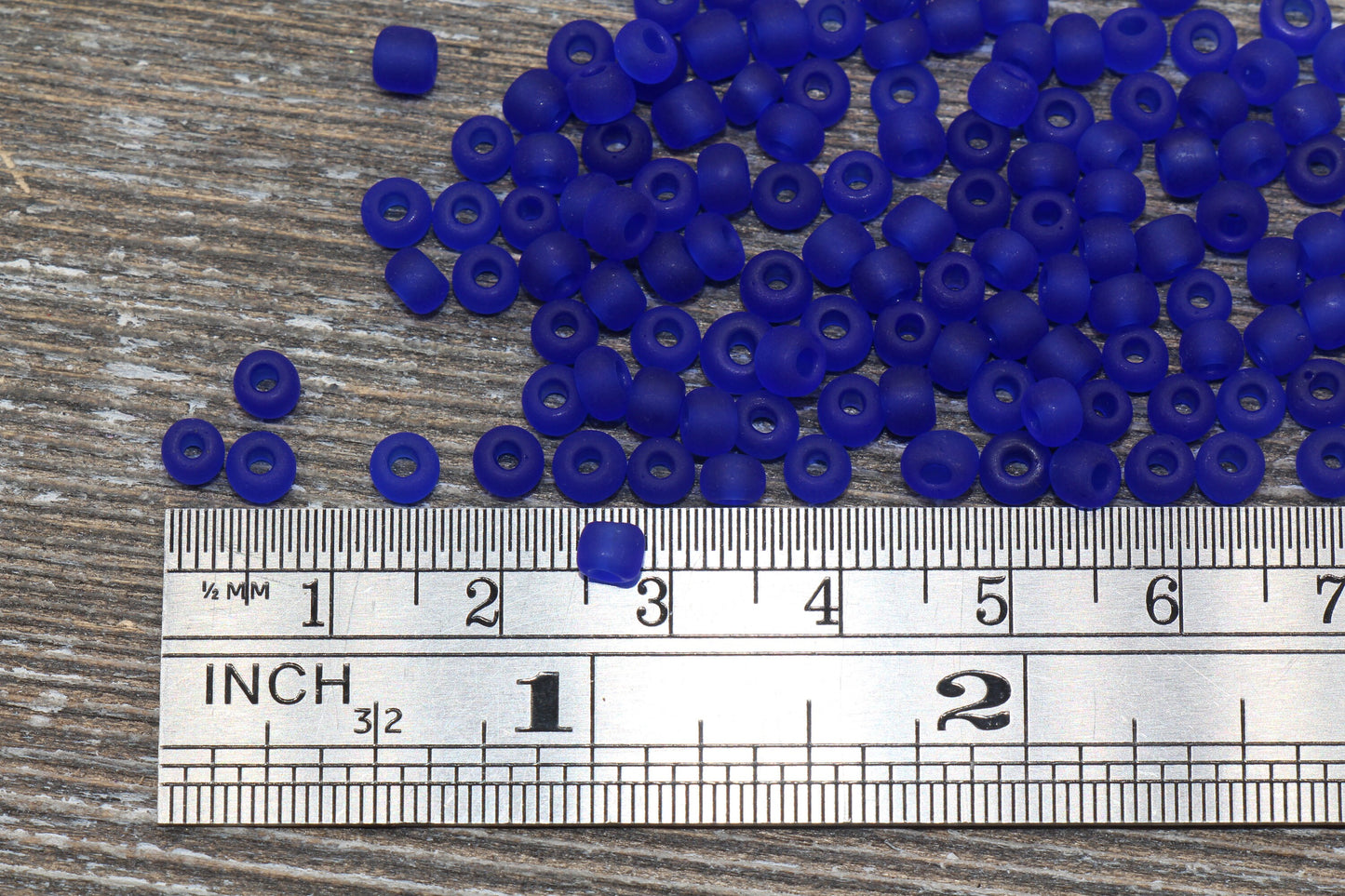 Matte Glass Seed Beads, 4mm 6/0 Glass Round Seed Beads, Matte Royal Blue Trans Seed Beads, Rocailles Beads, Beading Supplies #1031