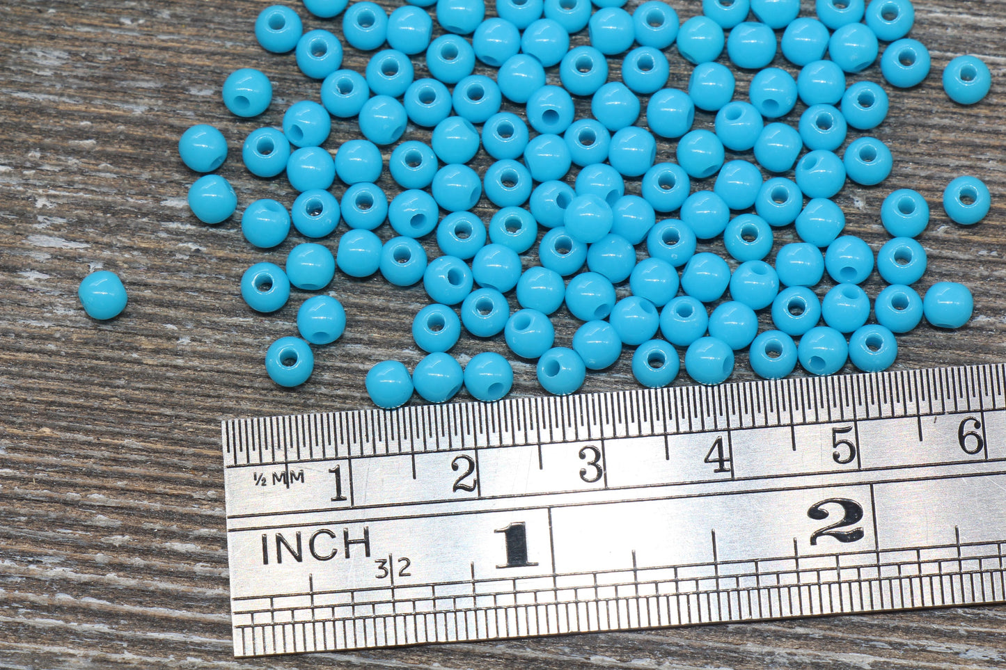 4mm Blue Round Beads, Acrylic Gumball Beads, Blue Round Spacer Beads, Bubblegum Beads, Plastic Round Smooth Bead #241