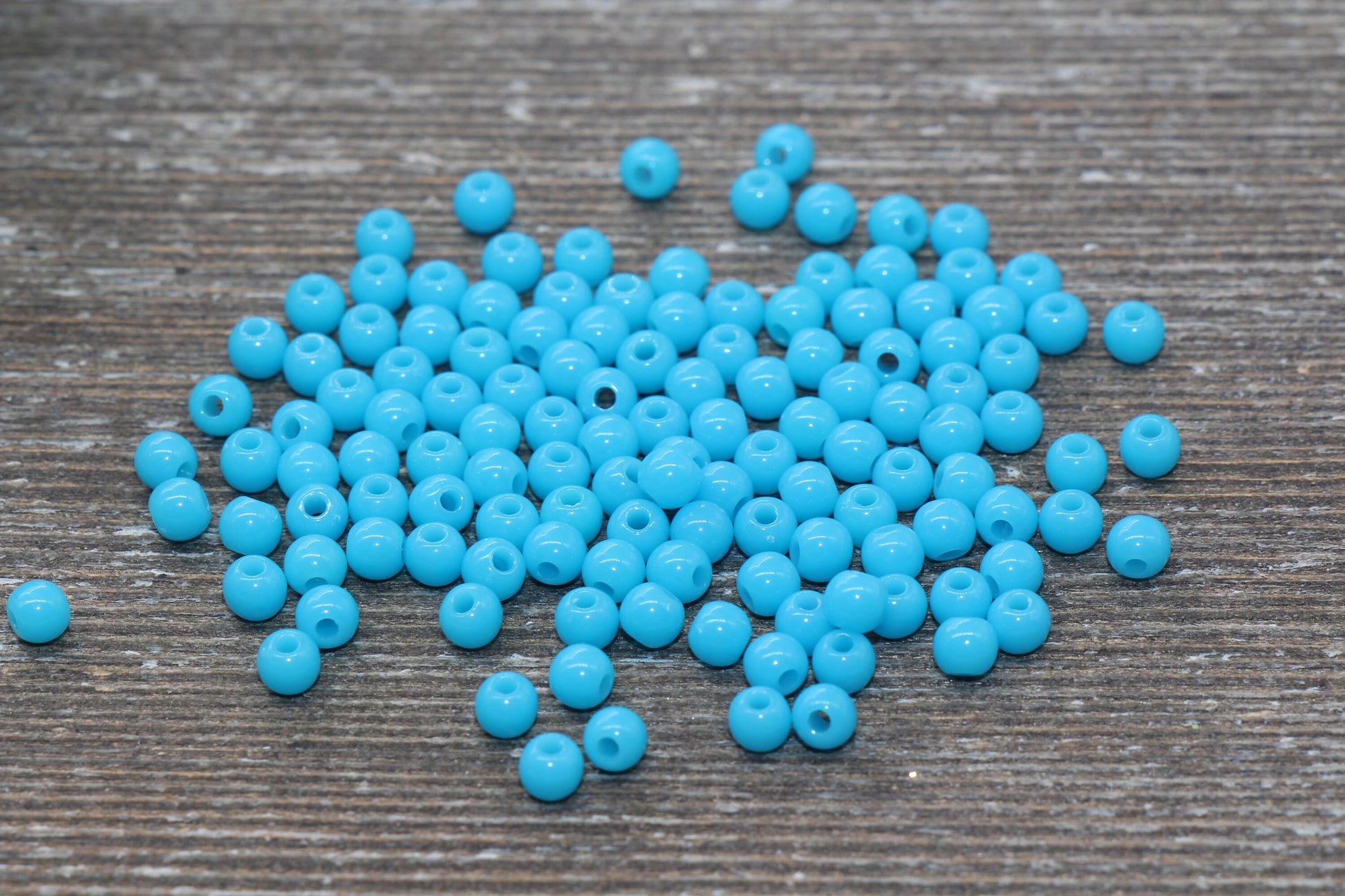 4mm Blue Round Beads, Acrylic Gumball Beads, Blue Round Spacer Beads, Bubblegum Beads, Plastic Round Smooth Bead #241