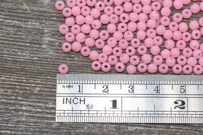 4mm Pink Round Beads, Jelly Pink Round Gumball Beads, Round Spacer Beads, Bubblegum Beads, Plastic Round Smooth Bead #838