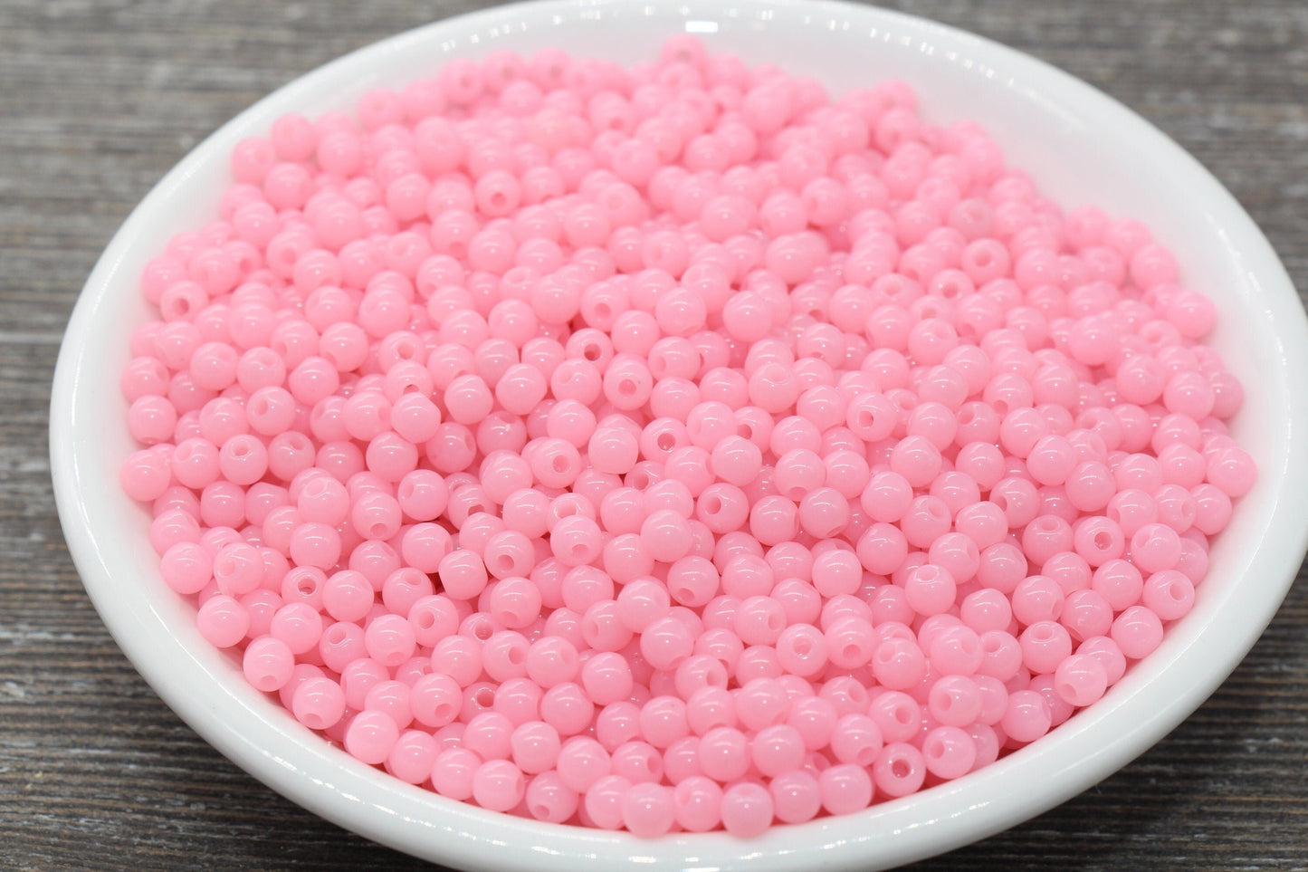 4mm Pink Round Beads, Jelly Pink Round Gumball Beads, Round Spacer Beads, Bubblegum Beads, Plastic Round Smooth Bead #838