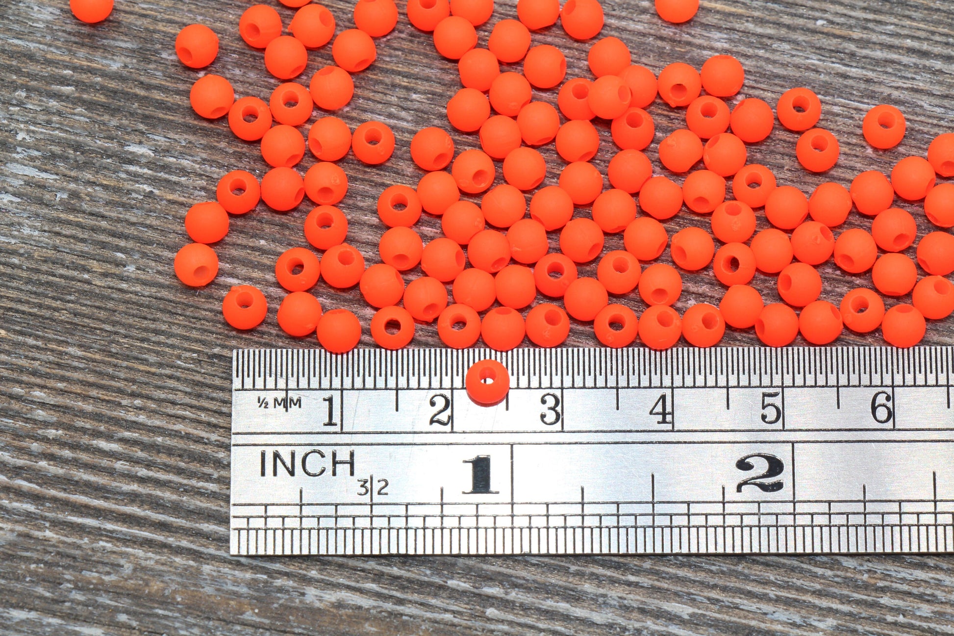 4mm Matte Orange Round Beads, Acrylic Gumball Beads, Frosted Orange Round Spacer Beads, Bubblegum Beads, Plastic Round Smooth Bead #766