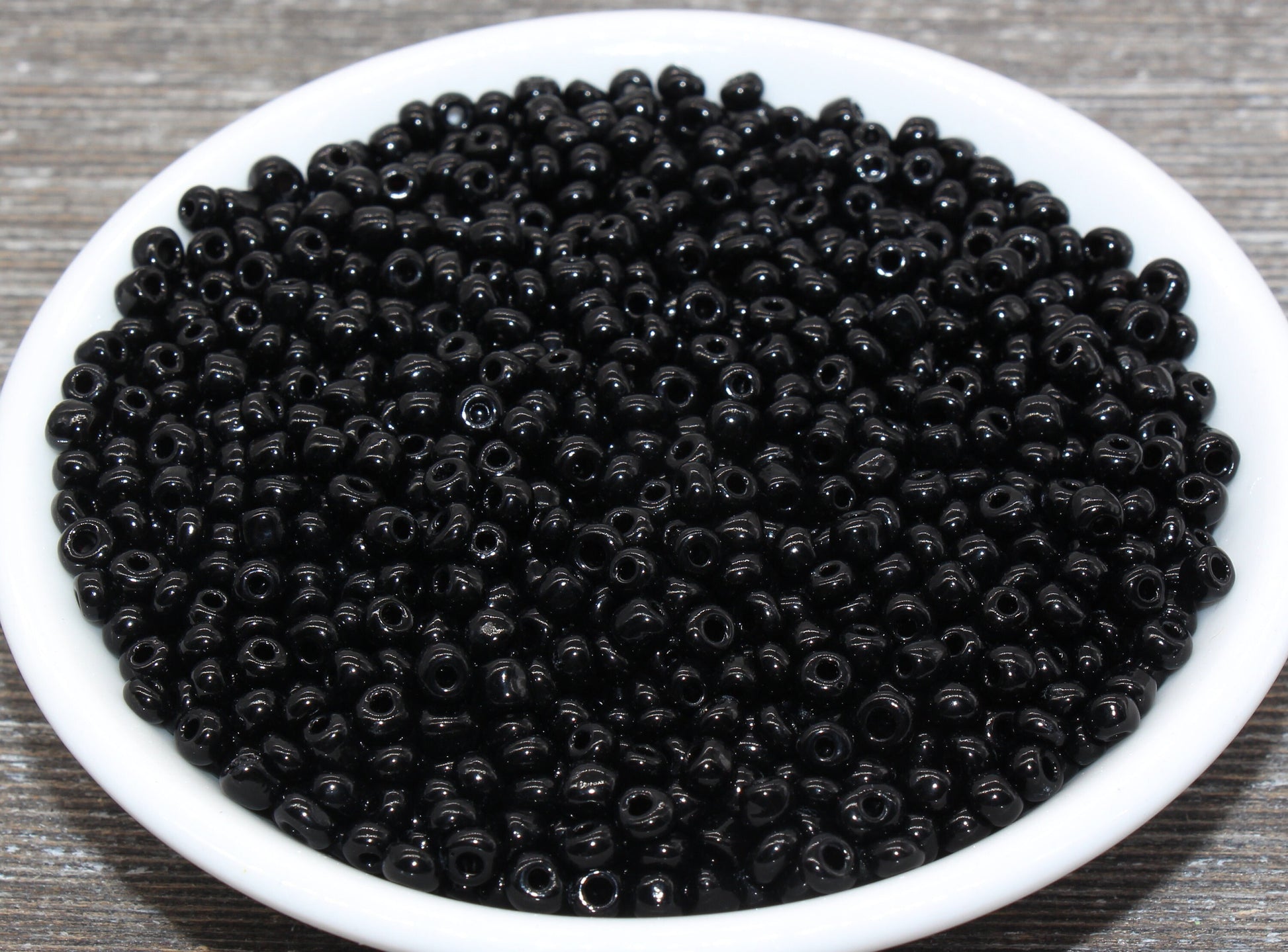 Glass Seed Beads, 4mm 6/0 Glass Round Seed Beads, Black Opaque Seed Beads, Rocailles Beads, Beading Supplies #1014