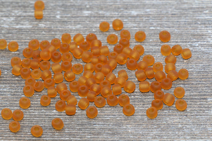 Matte Glass Seed Beads, 4mm 6/0 Glass Round Seed Beads, Frosted Rust Orange Trans Seed Beads, Rocailles Beads, Beading Supplies #1022