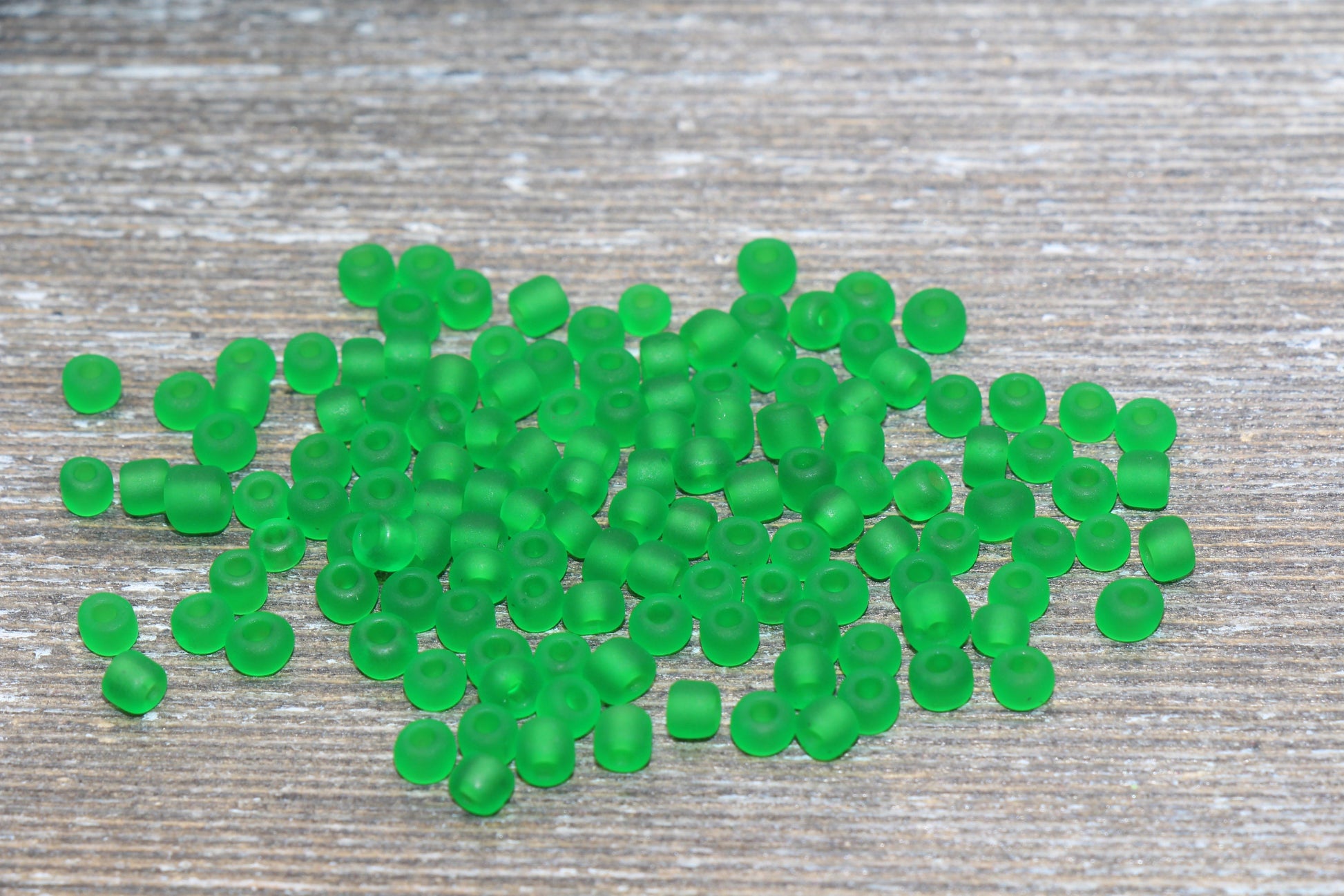 Matte Glass Seed Beads, 4mm 6/0 Glass Round Seed Beads, Matte Green Trans Seed Beads, Rocailles Beads, Beading Supplies #1028