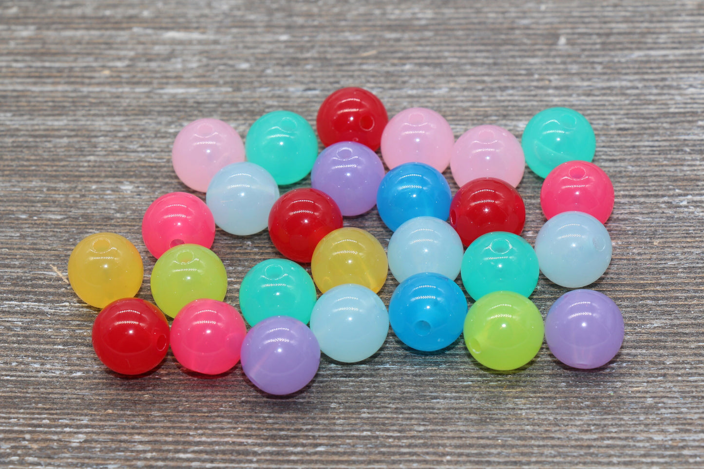 12mm Multicolored Jelly Gumball Beads, Round Acrylic Loose Beads, Bubblegum Beads, Chunky Beads, Round Plastic Beads #1033