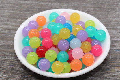 12mm Multicolored Jelly Gumball Beads, Round Acrylic Loose Beads, Bubblegum Beads, Chunky Beads, Round Plastic Beads #1033