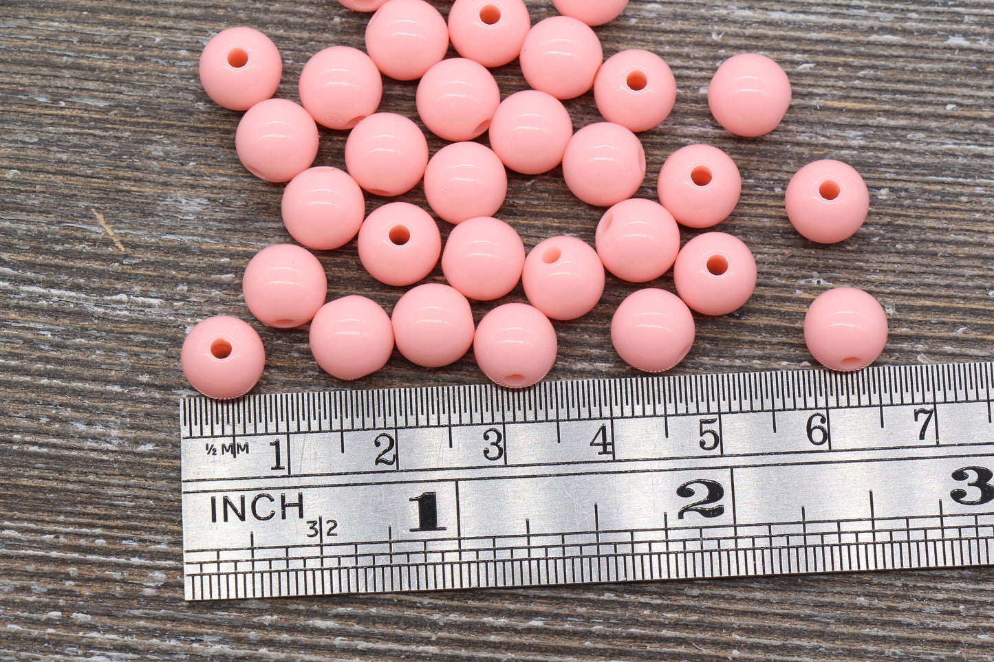 8mm Peach Gumball Beads, Round Acrylic Loose Beads, Chunky Beads, Round Plastic Beads, Bubble Gum Beads #1066