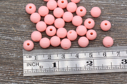 8mm Peach Gumball Beads, Round Acrylic Loose Beads, Chunky Beads, Round Plastic Beads, Bubble Gum Beads #1066