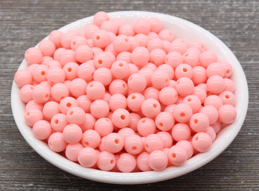 8mm Peach Gumball Beads, Round Acrylic Loose Beads, Chunky Beads, Round Plastic Beads, Bubble Gum Beads #1066