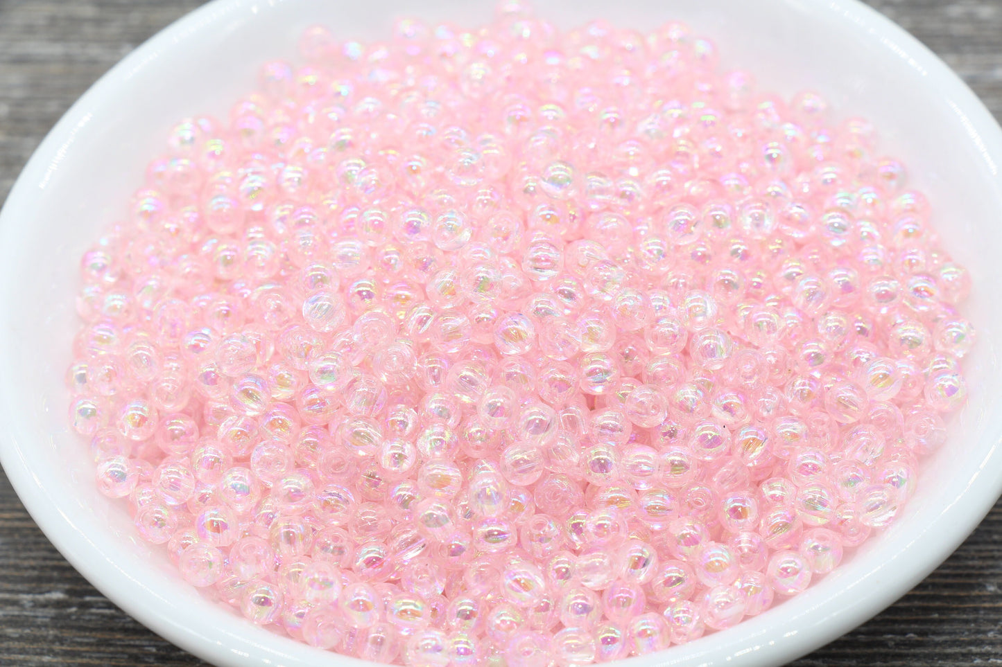 4mm Baby Pink AB Round Beads, Iridescent Acrylic Gumball Beads, Transparent Round Spacer Beads, Bubblegum Beads, Plastic Round Bead #1075