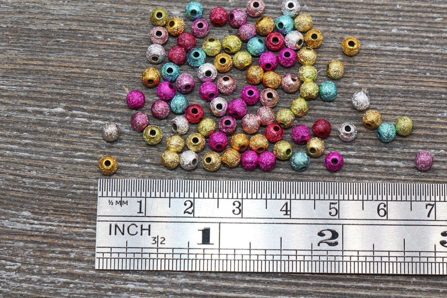 4mm Stardust Beads, Wrinkle Gumball Beads, Multicolored Round Acrylic Loose Beads, Bubblegum Beads, Chunky Beads, Bubble Gum Beads, #1076