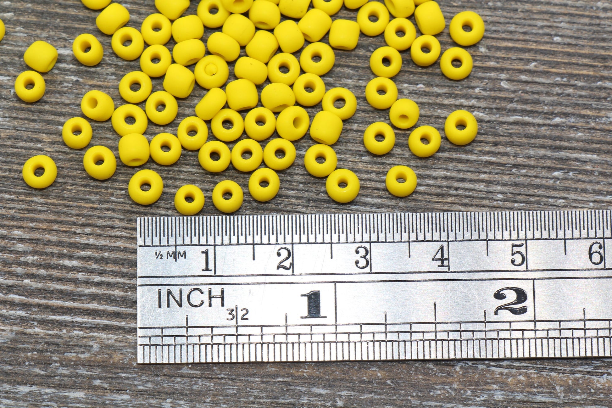 Matte Glass Seed Beads, 4mm 6/0 Glass Round Seed Beads, Matte Yellow Seed Beads, Yellow Glass Rocailles Beads, Beading Supplies #1088