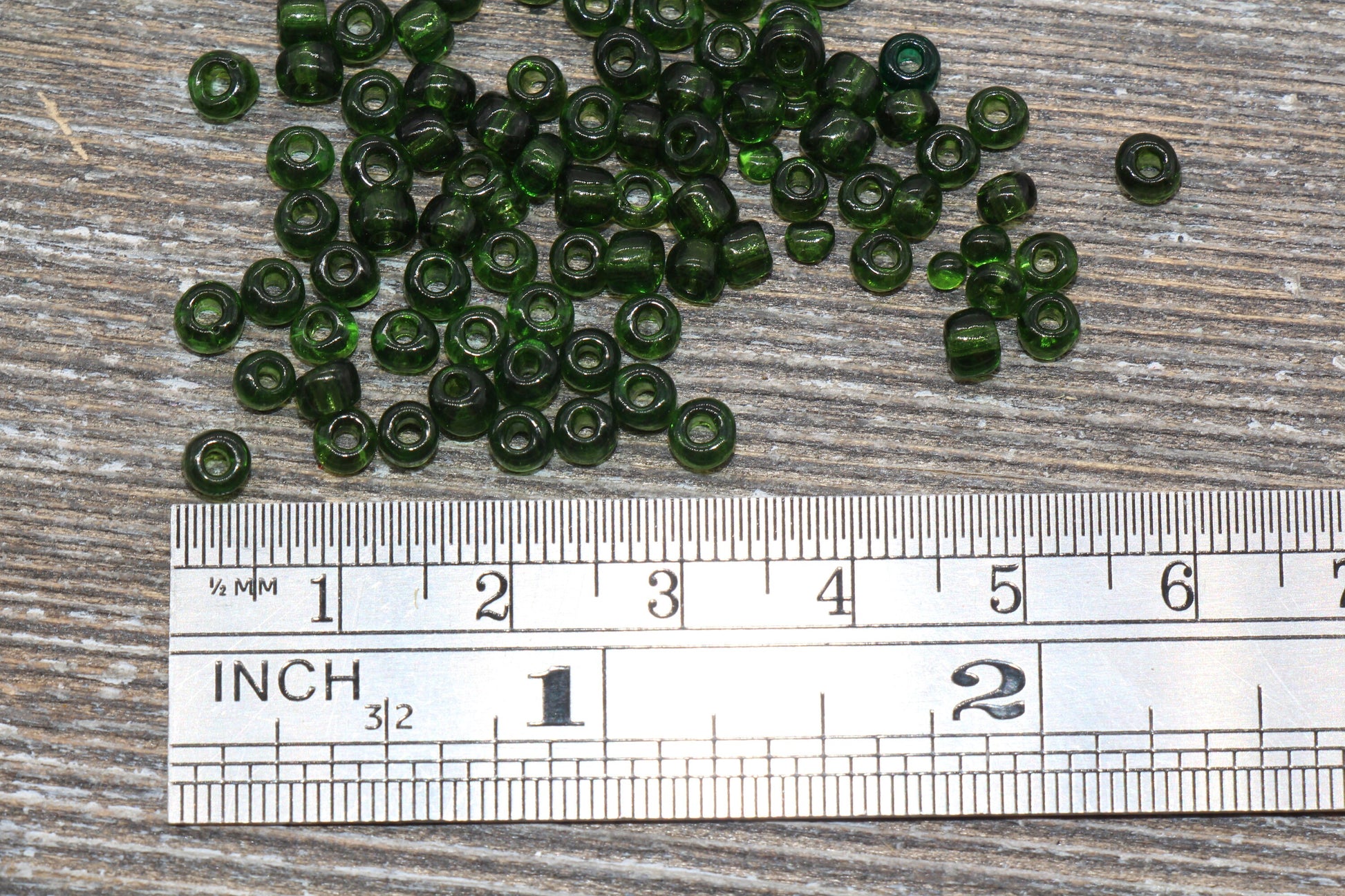 Transparent Glass Seed Beads, 4mm 6/0 Glass Round Seed Beads, Dark Green Trans Seed Beads, Rocailles Beads, Beading Supplies #1107