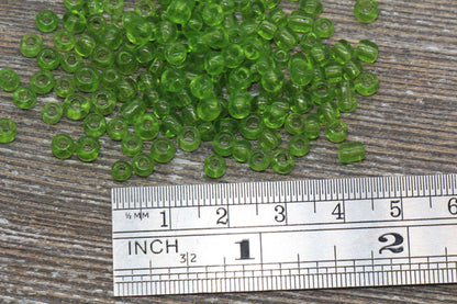 Transparent Glass Seed Beads, 4mm 6/0 Glass Round Seed Beads, Olive Green Trans Seed Beads, Rocailles Beads, Beading Supplies #1111