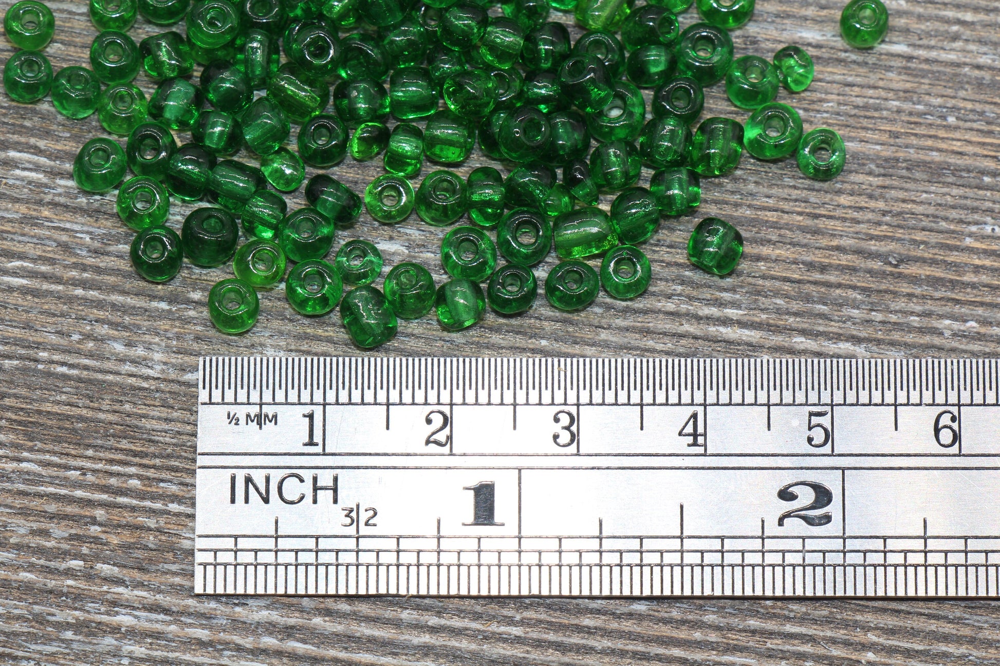 Transparent Glass Seed Beads, 4mm 6/0 Glass Round Seed Beads, Green Trans Seed Beads, Rocailles Beads, Beading Supplies #1113