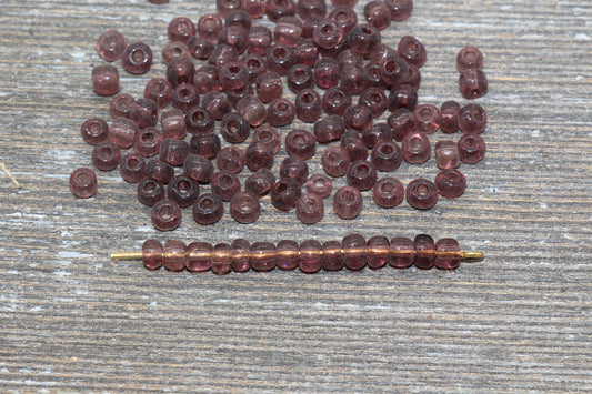 Transparent Glass Seed Beads, 4mm 6/0 Glass Round Seed Beads, Wine Trans Seed Beads, Rocailles Beads, Beading Supplies #1114