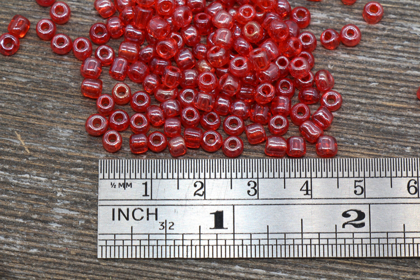 Glossy Transparent Glass Seed Beads, 4mm 6/0 Glass Round Seed Beads, Red Trans Seed Beads, Rocailles Beads, Beading Supplies #1121