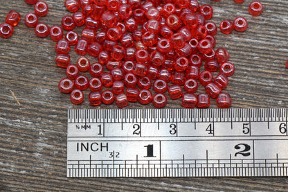 Glossy Transparent Glass Seed Beads, 4mm 6/0 Glass Round Seed Beads, Red Trans Seed Beads, Rocailles Beads, Beading Supplies #1121