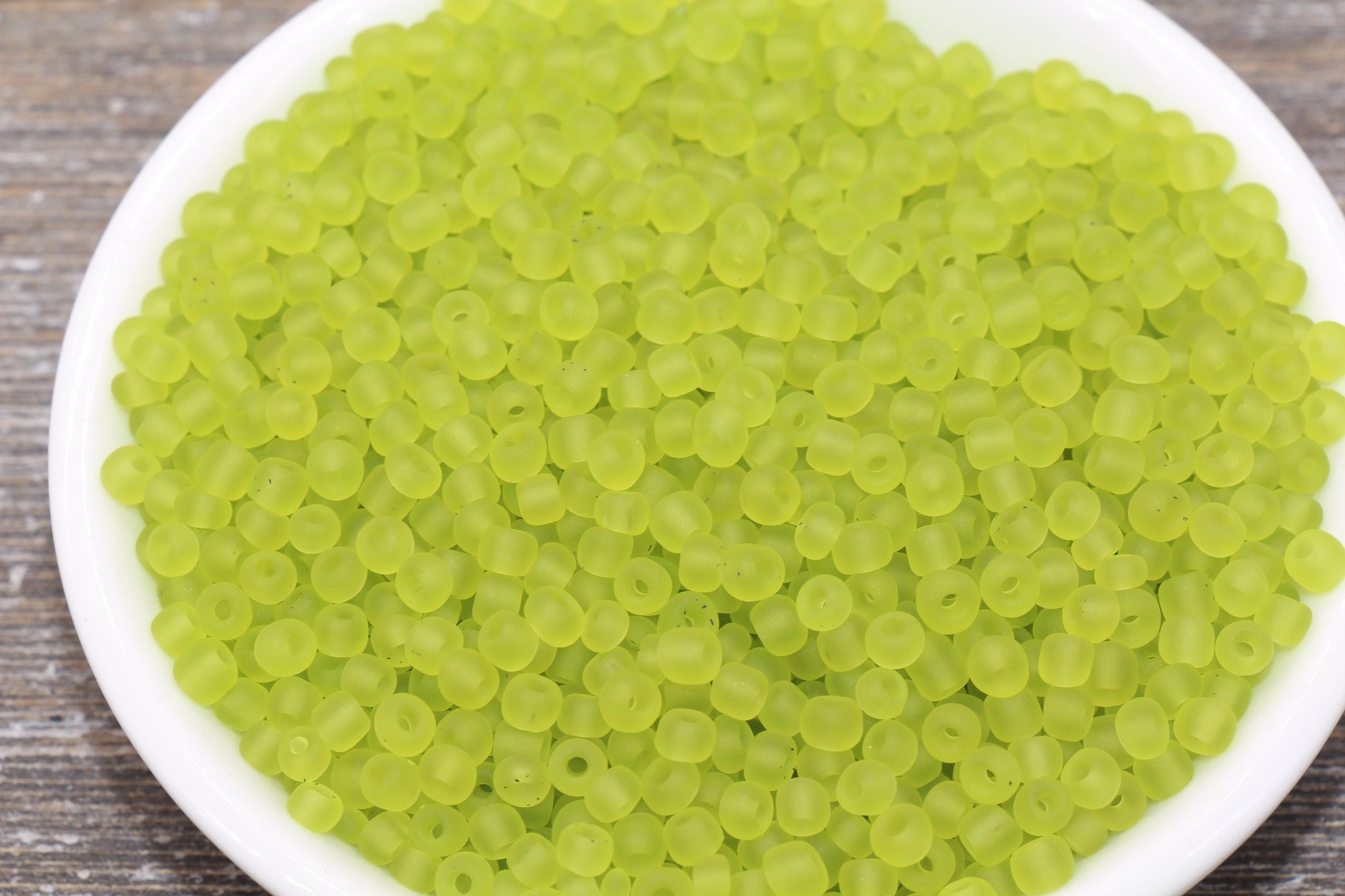 Matte Glass Seed Beads, 4mm 6/0 Glass Round Seed Beads, Matte Light Green Trans Seed Beads, Rocailles Beads, Beading Supplies #1140