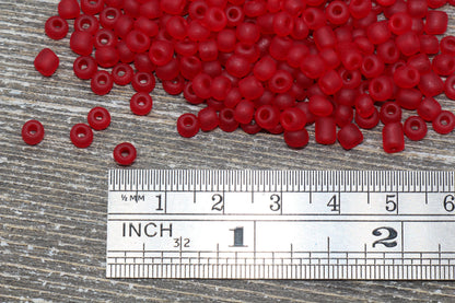 Matte Glass Seed Beads, 4mm 6/0 Glass Round Seed Beads, Matte Dark Red Trans Seed Beads, Rocailles Beads, Beading Supplies #1153