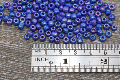 Iridescent Glass Seed Beads, 4mm 6/0 Glass Round Seed Beads, Purple AB Opaque Seed Beads, Rocailles Beads, Beading Supplies #1158